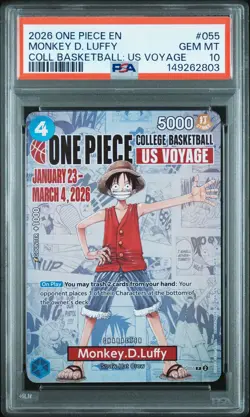 2026 ONE PIECE PROMOS COLLEGE BASKETBALL: US VOYAGE MONKEY D. LUFFY PSA 10 - Image 1