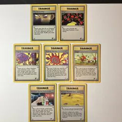 Lot of 7 Vintage 2000 Pokemon Team Rocket - Various Trainer Cards Good Condition - Image 1