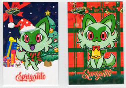Pokemon - Merry Christmas Card Database - SPRIGATITO - CRACKED ICE HOLO - Image 1