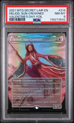 2021 MTG SECRET LAIR DROP VALENTINE'S DAY 2021-FOIL HELIOD, SUN-CROWNED PSA 8 - Image 1