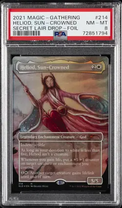 2021 MTG SECRET LAIR DROP FOIL #214 HELIOD, SUN-CROWNED PSA 8 - Image 1