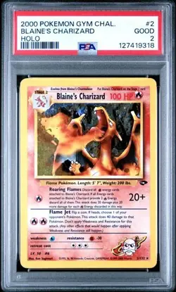 2000 POKEMON GYM CHALLENGE #2 BLAINE'S CHARIZARD HOLO PSA 2 - Image 1