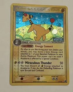 Ampharos 1/115 EX Unseen Forces Pokemon Card, Reverse Holo Rare Stamped - Image 1
