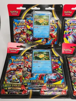 4x Pokemon TCG Mega Evolutions 3 Pack Blister Psyduck Promo Factory Sealed - Image 3