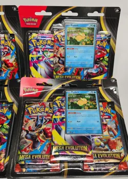 4x Pokemon TCG Mega Evolutions 3 Pack Blister Psyduck Promo Factory Sealed - Image 4