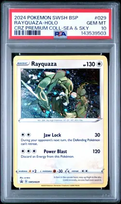 2024 POKEMON SWORD & SHIELD BLACK STAR PROMO #029 RAYQUAZA-HOLO PSA 10 - Image 1
