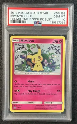 MIMIKYU HOLO PSA 10 2019 POKEMON SM BLACK STAR PROMOS #SM163 SINGLE TEAM UP 339 - Image 1