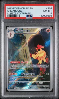 2023 POKEMON SVI EN-SCARLET & VIOLET ILLUSTRATION RARE #203 ARMAROUGE PSA 8 - Image 1