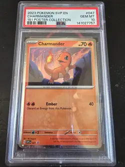 SWIRL! 2023 POKEMON BLACK STAR PROMO 047 Charmander 151 POSTER COLLECTION PSA 10 - Image 1