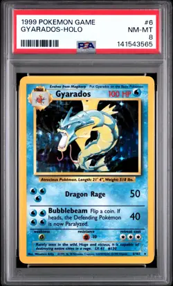 1999 POKEMON BASE SET UNLIMITED #6 GYARADOS-HOLO PSA 8 - Image 1