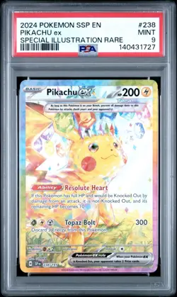 2024 Pokemon Surging Sparks SSP Pikachu Ex Special Illustration Rare #238 PSA 9 - Image 1