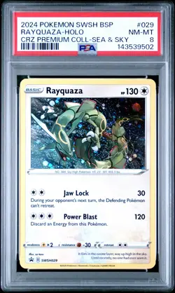 2024 POKEMON SWSH BLACK STAR PROMO #029 RAYQUAZA-HOLO PSA 8 - Image 1