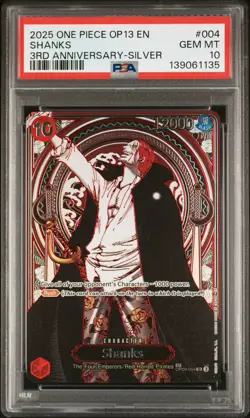 One Piece Card Game - SHANKS (SP)(SILVER) Carrying On His Will - PSA 10 - Image 1