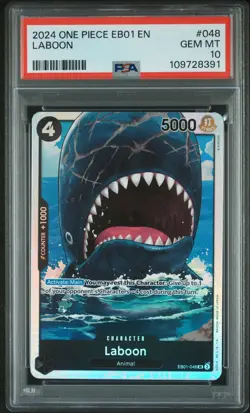 2024 ONE PIECE EB01-EXTRA BOOSTER -MEMORIAL COLLECTION- #048 LABOON PSA 10 - Image 1