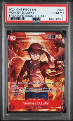 2024 ONE PIECE PROMOS TREASURE BOOSTERS SET #006 MONKEY D. LUFFY PSA 10 - Image 1