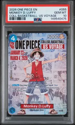 2026 ONE PIECE PROMOS COLLEGE BASKETBALL: US VOYAGE MONKEY D. LUFFY PSA 10 - Image 1