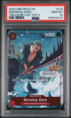 2023 ONE PIECE PROMOS TREASURE CUP 2023-TOP 8 #013 RORONOA ZORO PSA 10 - Image 1