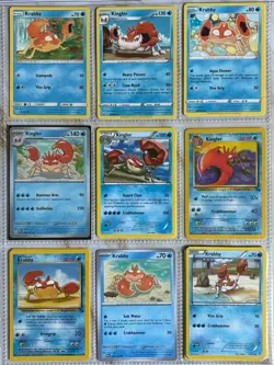Pokemon Card Species Set Lot - 9x Unique Cards / Krabby Family - Image 1