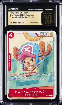 2025 ONE PIECE JAPANESE PROMO CARDS #P-101 TONY TONY CHOPPER CGC 10 PRISTINE - Image 1