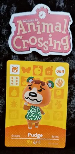 Animal Crossing Nintendo Amiibo Card Pudge #064 Regular Card Authentic - Image 1
