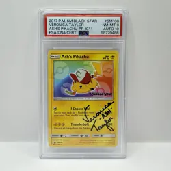 Veronica Taylor Signed - Ash’s Pikachu - Black Star Promo Pokemon Card - PSA 10 - Image 1