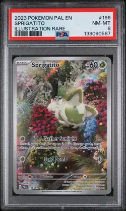 2023 POKEMON PAL EN-PALDEA EVOLVED ILLUSTRATION RARE #196 SPRIGATITO PSA 8 - Image 1