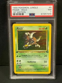 1999 POKEMON JUNGLE 1ST EDITION ENGLISH HOLO #9 PINSIR PSA NM 7 SET BREAK - Image 1