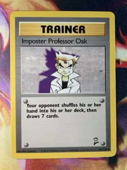 Imposter Professor Oak 102/130 NM Non Holo Rare Base Set 2 WoTC 2000 Pokemon TCG - Image 1