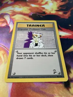 Imposter Professor Oak 102/130 NM Non Holo Rare Base Set 2 WoTC 2000 Pokemon TCG - Image 2