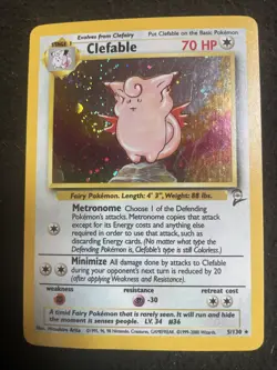 CLEFABLE HOLO 5/130 POKEMON BASE CARD SET 2 DOUBLE SWIRL GALAXY LP/NM - Image 1