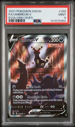 2021 POKEMON SWORD & SHIELD EVOLVING SKIES #189 FULL ART/UMBREON V PSA 9 - Image 1