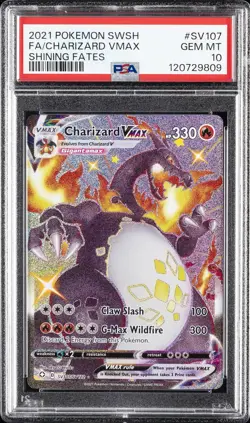 2021 POKEMON SWORD & SHIELD SHINING FATES #SV107 FULL ART/CHARIZARD VMAX PSA 10 - Image 1