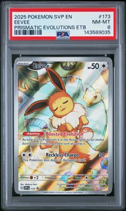 2025 POKEMON SVP EN-SV BLACK STAR PROMO #173 EEVEE PSA 8 - Image 1
