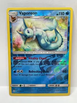 Pokemon TCG Cosmic Eclipse Vaporeon Uncommon Reverse Holo 42/236 - Image 1
