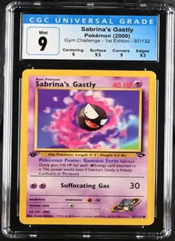 Pokemon Sabrina's Gastly 2000 Gym Challenge - 1st Ed CGC 9 - Image 1