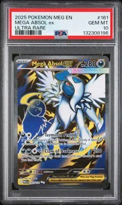 2025 Pokemon Mega Evolutions Mega Absol EX Ultra Rare #161 PSA 10 GEM MINT - Image 1