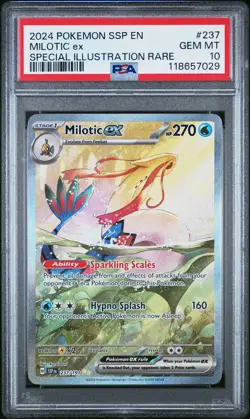 2024 POKEMON SSP EN-SURGING SPARKS SPECIAL ILLUSTRATION RARE MILOTIC EX PSA 10 - Image 1