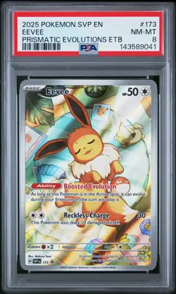 2025 POKEMON SVP EN-SV BLACK STAR PROMO #173 EEVEE PSA 8 - Image 1