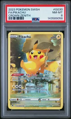 2023 POKEMON SWORD & SHIELD CROWN ZENITH #GG30 FULL ART/PIKACHU PSA 8 - Image 1