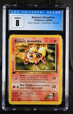 Pokemon Blaine's Growlithe 2000 Gym Heroes - 1st Ed. 35/132 CGC 8 - Image 1