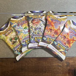 Pokemon Sword & Shield Brilliant Stars Sleeved Booster Pack Sealed 5 Packs 820650809972 - Image 1