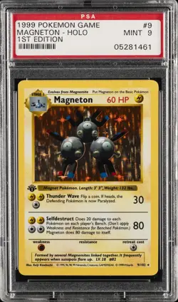 1999 POKEMON BASE SET 1ST EDITION #9 MAGNETON-HOLO PSA 9 - Image 1
