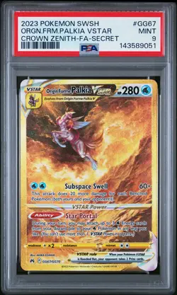 2023 POKEMON SWSH CROWN ZENITH #GG67 FULL ART/ORIGIN FORME PALKIA VSTAR PSA 9 - Image 1