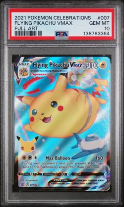 2021 POKEMON CELEBRATIONS #007 FULL ART/FLYING PIKACHU VMAX PSA 10 - Image 1