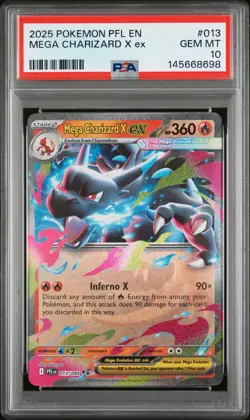 2025 POKEMON PFL EN-PHANTASMAL FLAMES #013 MEGA CHARIZARD X EX PSA 10 - Image 1