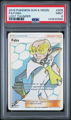 2018 POKEMON SUN & MOON LOST THUNDER #208 FULL ART/FABA PSA 9 - Image 1