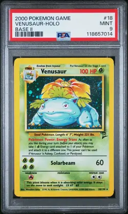 2000 POKEMON BASE SET 2 #18 VENUSAUR-HOLO PSA 9 - Image 1