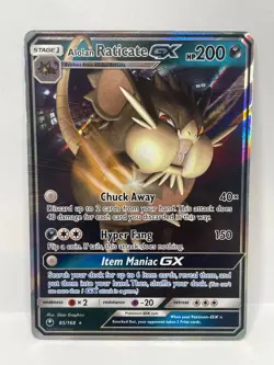 Pokemon TCG Celestial Storm Alolan Raticate GX Ultra Rare 85/168 - Image 1