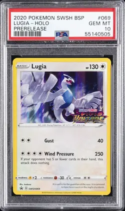 2020 POKEMON SWSH BLACK STAR PROMO PRERELEASE #069 LUGIA-HOLO PSA 10 - Image 1