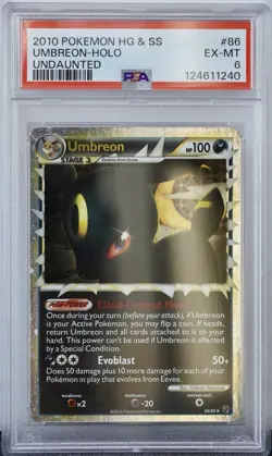 2010 POKEMON UNDAUNTED UMBREON PRIME #86 ULTRA RARE PSA 6 EX - Image 1